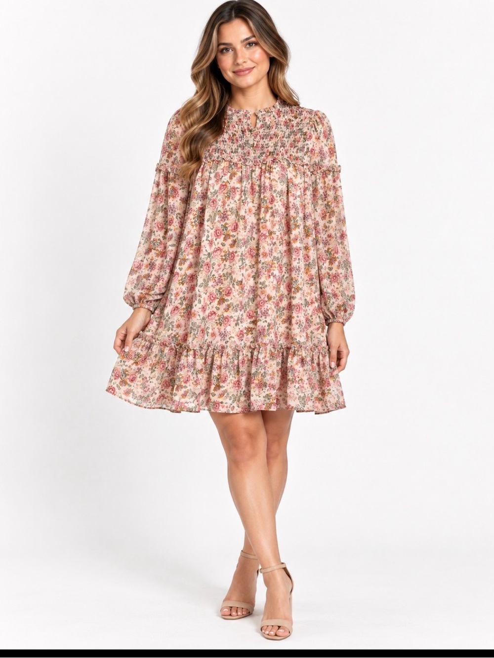 Fate Floral Smocked Ruffle Mini Dress Size M NWT Boho Cottagecore